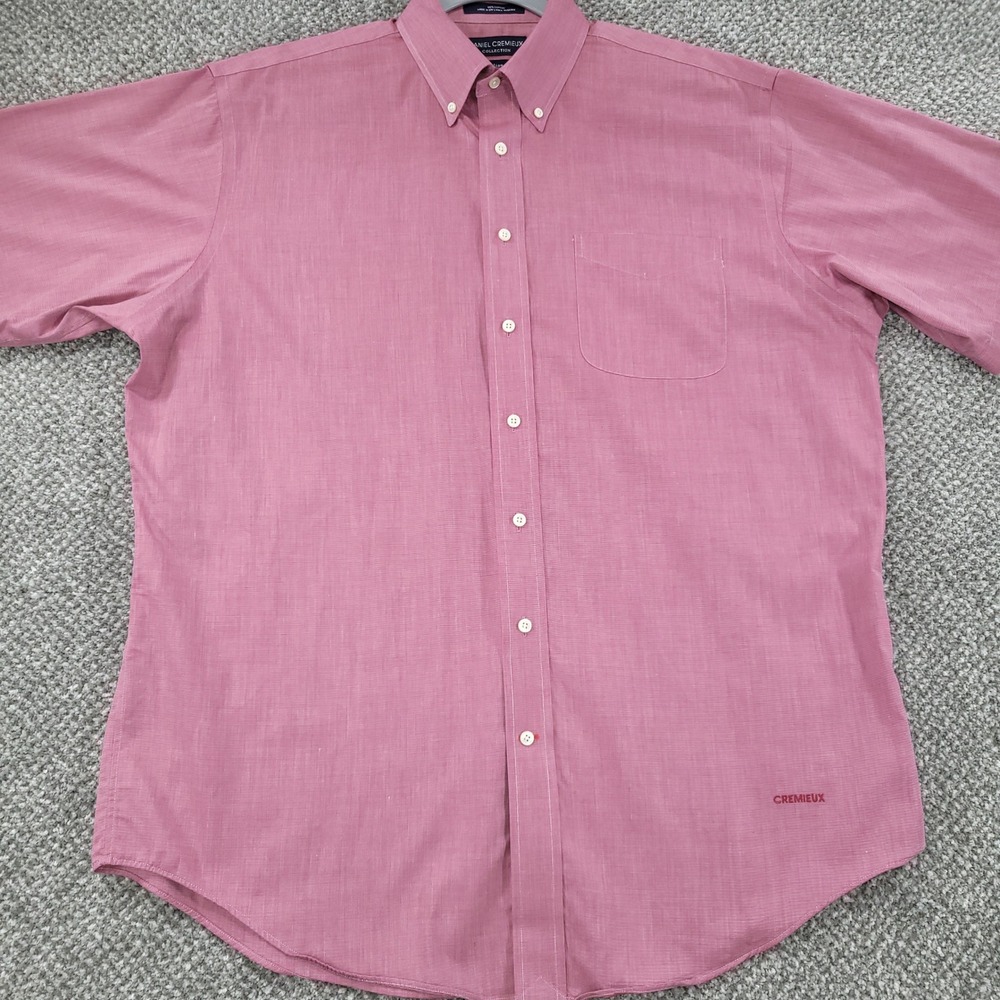 Daniel Cremieux Collection Mens Large Red Check Short Sleeve Button Down Shirt
